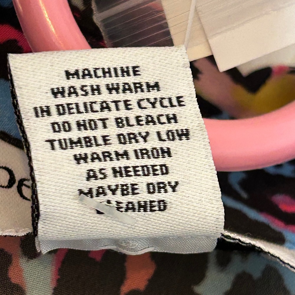 Peck & Peck Women's Multi Color Leopard Print Chiffon Button Down Shirt Top L - Picture 7 of 9